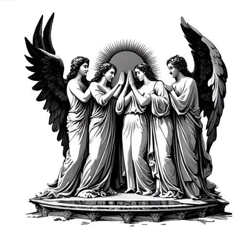 7 Spanish Angels At The Alter Of The Sun Praying For The Lovers In The Valley Of The Gun