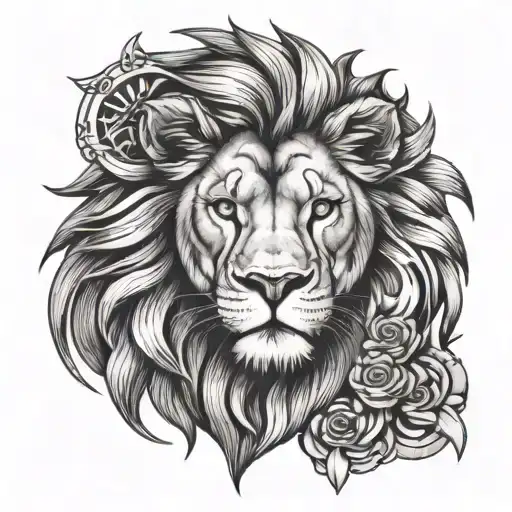 Lions Head With Square And Compas Hanging From Its Neck