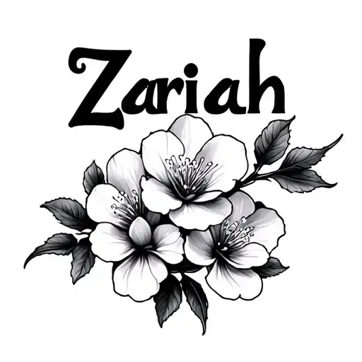 The Name Zariah With Cherry Blossom