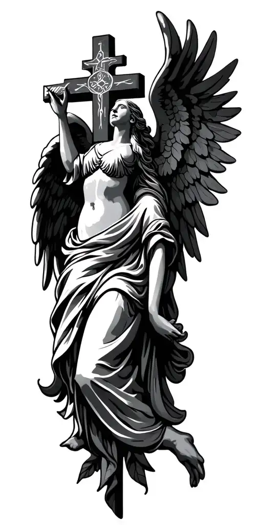 Exercise Nature Christian Cross With Angel