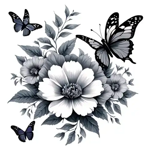Flowers And Butterflies Flying