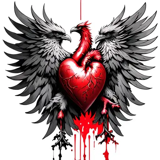 Phoenix With Bleeding Heart Tatoo Representing Two Sides