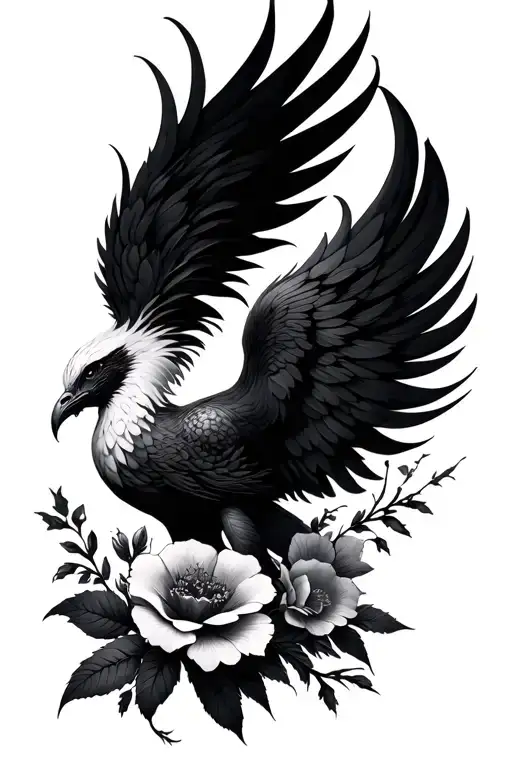 I Want A Feminine Phoenix's Tattoo On The Side Of My Tight Up To My Side Waist Mix With Flower