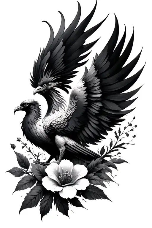 I Want A Feminine Phoenix's Tattoo On The Side Of My Tight Up To My Side Waist Mix With Flower