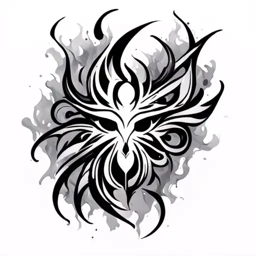 Tribal Sleeve With Smoky Background Black And White