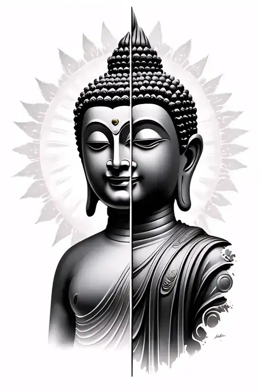 Buddha With Hany Mask Split In Half