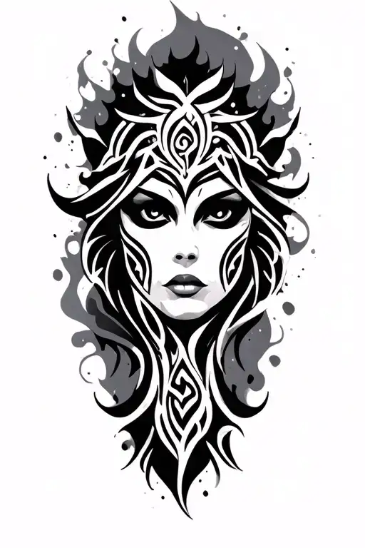Tribal Sleeve With Smoky Background Black And White