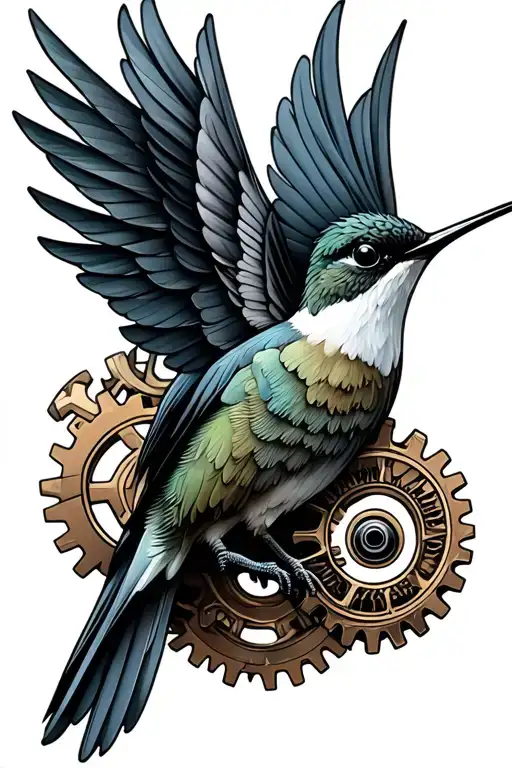Steam Punk Hummingbird With Gears An Mechanical Parts