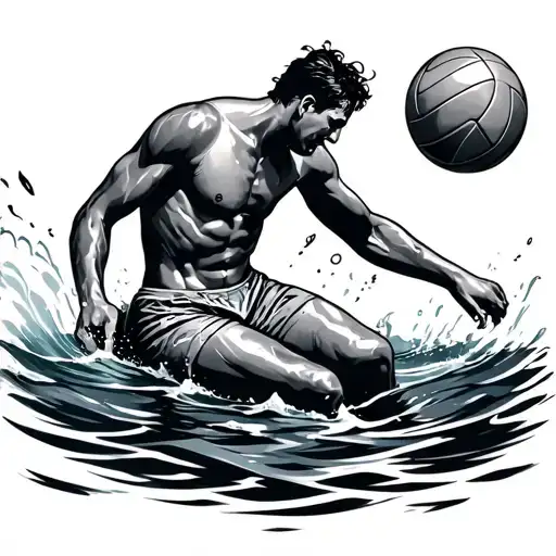Water Polo Player In Ocean