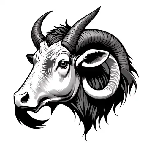 Aries Zodiac And Ox Head Mixed