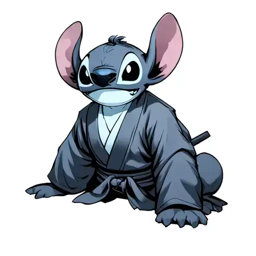 Stich Wearing Akatsuki Robe