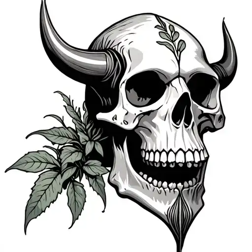 Viking Skull With Plants Growing
