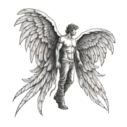 Angel Wings With Men Standing