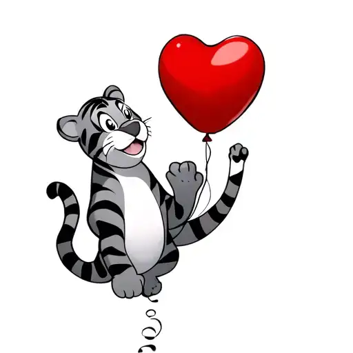 Tigger And A Heart Balloon Floating