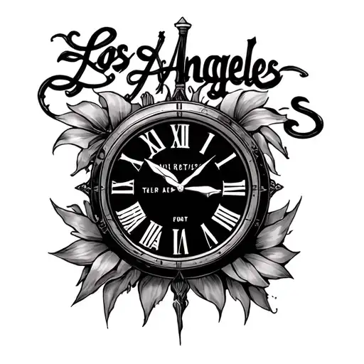 Los Angeles And Clock Face