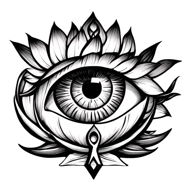 Ancient Egypt Water Lily Eye Of Horus And Ankh Symbol