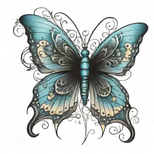 Colourful Blue Butterfly With Aesthetic Wings