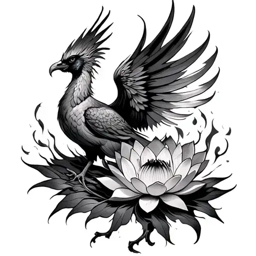 Phoenix Rising From Ashes Fleur De Lotus