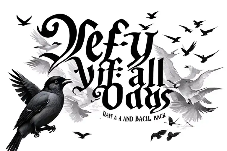I Want It To Write Defy All Odds And Have A Baclground Of Birds In The Back