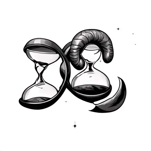 Aries And Aquarius Zodiac Sign Inside Hourglass Filled