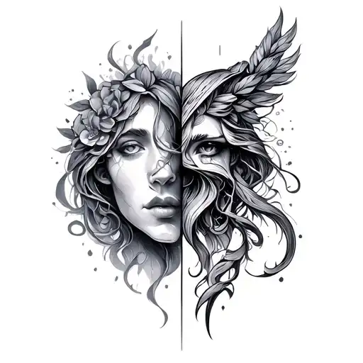 Design Of Cancer And Virgo Signs Blended Together