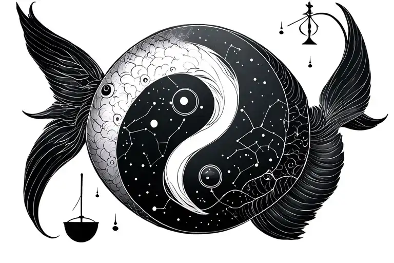 Pisces And Libra Constellation Ying Yang