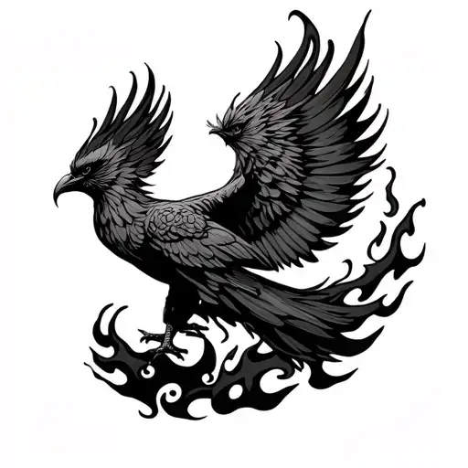 Phoenix Rising From Flames Surrounding