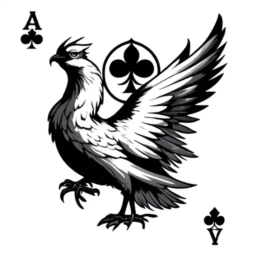 Phoenix Bird And Ace Of Spade Card