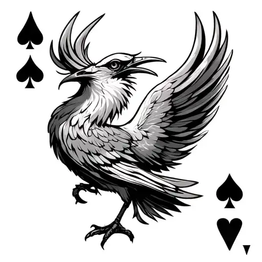 Phoenix Bird And Ace Of Spade Card