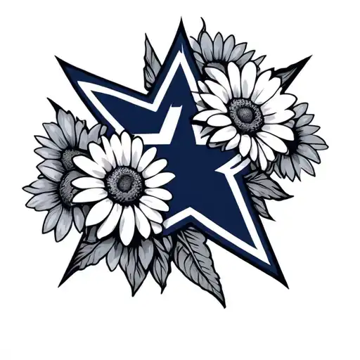 Dallas Cowboys Star With Daisies