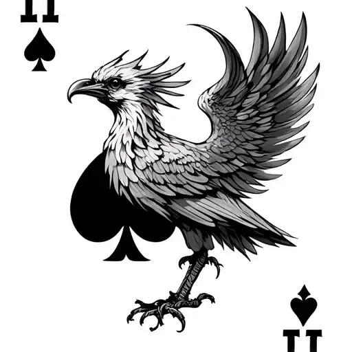 Phoenix Bird And Ace Of Spade Card