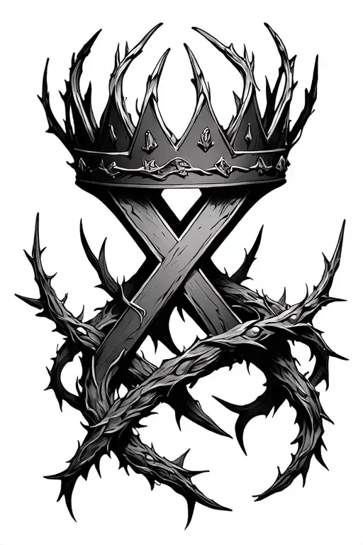 Thorns Crown With Cross Intertwined