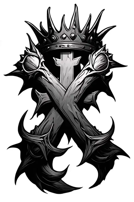 Thorns Crown With Cross Intertwined