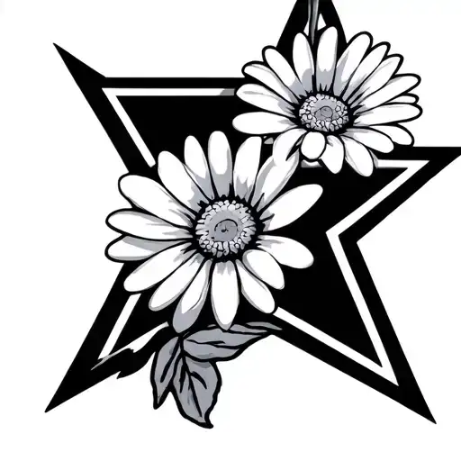 Dallas Cowboys Star With Daisy Flower