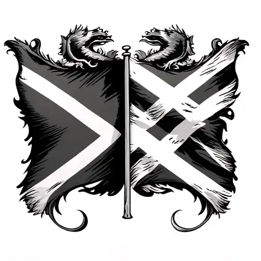 Nz And Scottish Flags Crossed Over