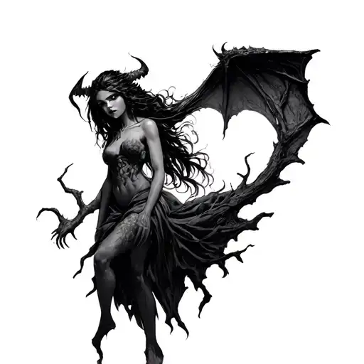 Hell Landscape With Demon Girl