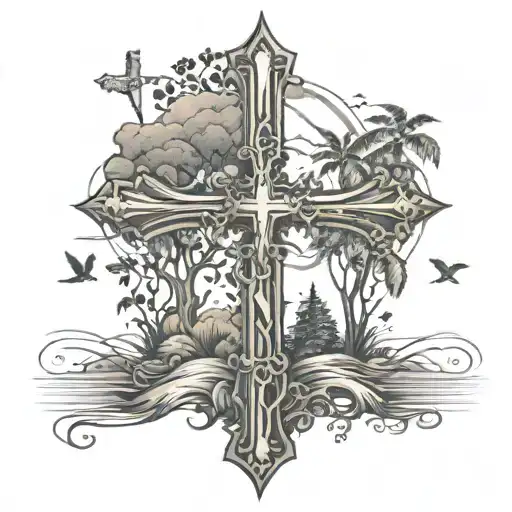 Cross With A Nature Scene In It