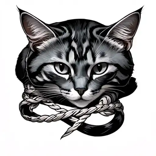Bondage Symbol With A Cat Laying On Top