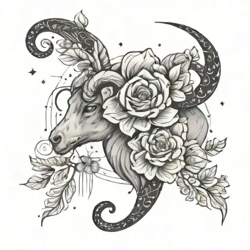 Aries Constellation And Flower