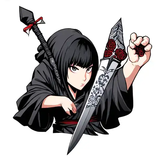 Konan In Akatsuki Robe Holding A Kunai