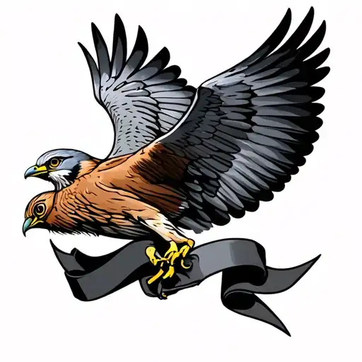Kestrel Flying Carrying Ribbon