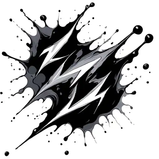 Flowing Ink Splatter With Black Lightning