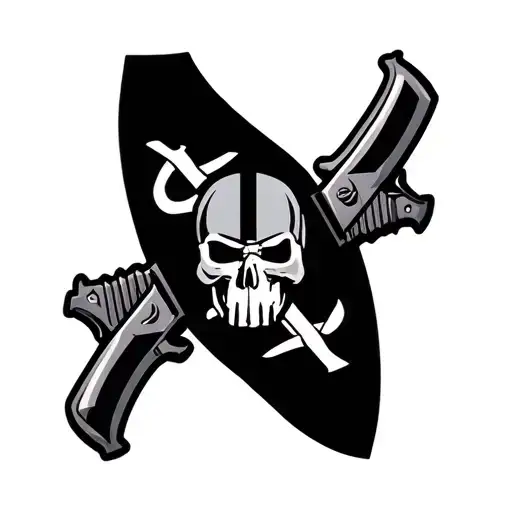 Raiders Logo With Guns Instead Of Swords