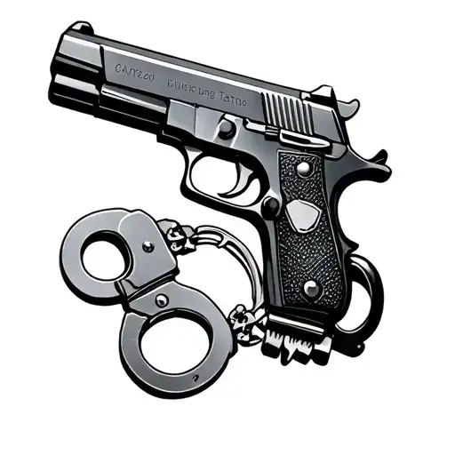 Semi -Automatic Superimposed Handcuffs And Pistol