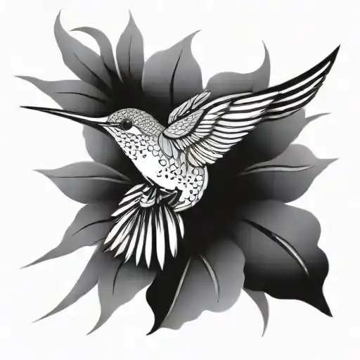 Wrap Around Hummingbird Tattoo Floral Design