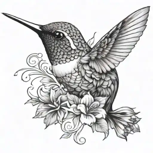 Wrap Around Hummingbird Tattoo Floral