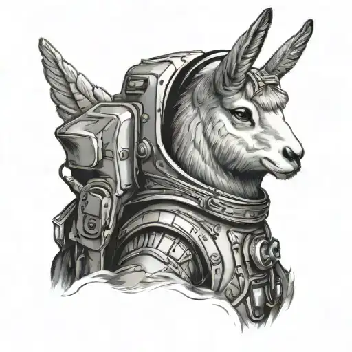 Medieval Llama Astronaut Exploring