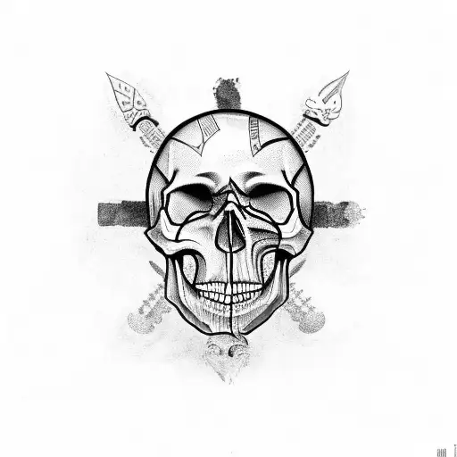 Skull Adorned With Symbols Representing Family Members