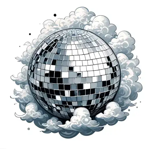 Disco Ball Surrounded By Clouds