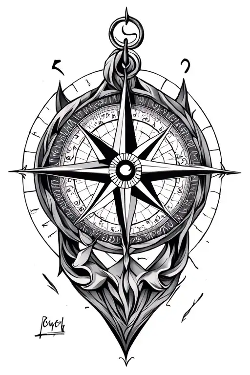 Nautical Compass With Sacred Geometry